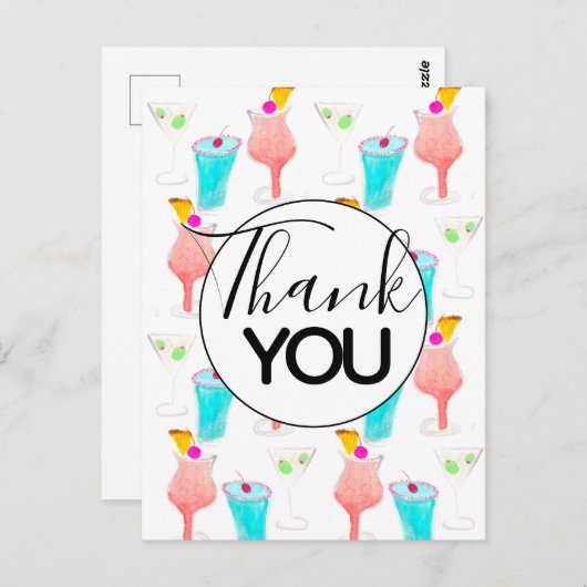 Waterverf Cocktail Margarita Pattern Hartelijk dan Briefkaart (Voorkant / Achterkant)