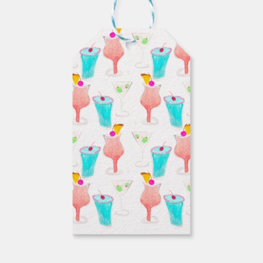 Waterverf Cocktail Margarita Pattern Hartelijk dan Cadeaulabel (Achterkant)