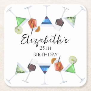 Waterverf cocktail party kartonnen onderzetters