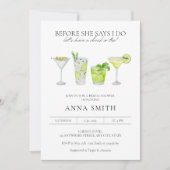 Waterverf Cocktail Party Margarita Vrijgezellenfee Kaart (Voorkant)