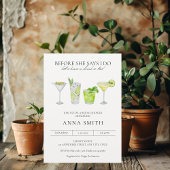 Waterverf Cocktail Party Margarita Vrijgezellenfee Kaart