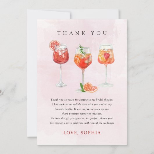 Waterverf Cocktail Party Vrijgezellenfeest Bedankkaart (Voorkant)