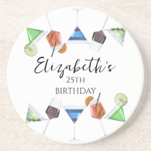 Waterverf cocktail party zandsteen onderzetter