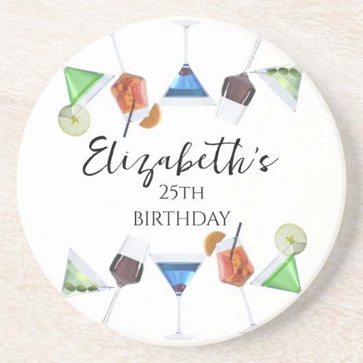 Waterverf cocktail party zandsteen onderzetter (Voorkant)
