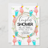 Waterverf Cocktail Patroonparen Shower Invitat Kaart (Voorkant)