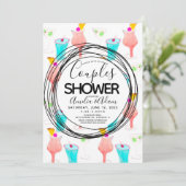 Waterverf Cocktail Pattern Couples Shower Kaart (Staand voorkant)