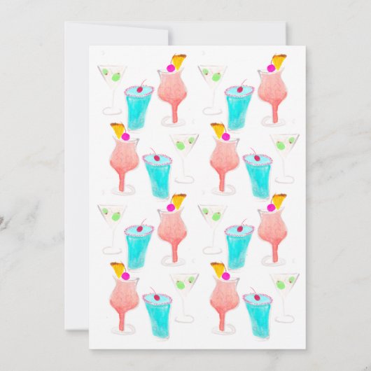 Waterverf Cocktail Pattern Couples Shower Kaart (Achterkant)