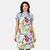 Waterverf Cocktail Tropisch Kleurrijk Patroon Schort (Gedragen)