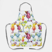 Waterverf Cocktail Tropisch Kleurrijk Patroon Schort (Voorkant)