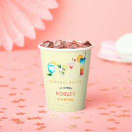 Waterverf Cocktail verjaardagsfeest voor volwassen Papieren Bekers