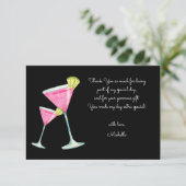 Waterverf Cocktail verjaardagsfeest zwart Bedankkaart (Staand voorkant)
