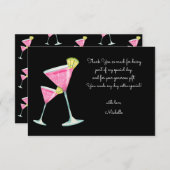 Waterverf Cocktail verjaardagsfeest zwart Bedankkaart (Voorkant / Achterkant)