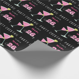 Waterverf Cocktail verjaardagsfeest zwart Cadeaupapier