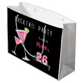 Waterverf Cocktail verjaardagsfeest zwart Groot Cadeauzakje (Achterkant Gekanteld)
