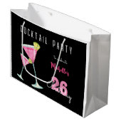 Waterverf Cocktail verjaardagsfeest zwart Groot Cadeauzakje (Voorkant Gekanteld)