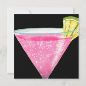 Waterverf Cocktail verjaardagsfeest zwart Kaart (Achterkant)