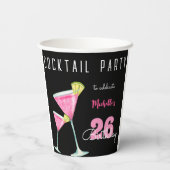 Waterverf Cocktail verjaardagsfeest zwart Papieren Bekers (Achterkant)