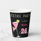 Waterverf Cocktail verjaardagsfeest zwart Papieren Bekers (Voorkant)