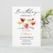 Waterverf cocktail verjaardagsuitnodigingen kaart (Staand voorkant)