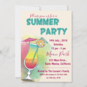 Waterverf | cocktailglas | zomerfeest kaart (Voorkant)