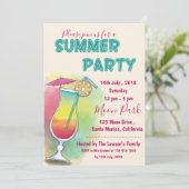 Waterverf | cocktailglas | zomerfeest kaart (Staand voorkant)