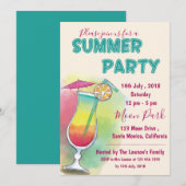 Waterverf | cocktailglas | zomerfeest kaart (Voorkant / Achterkant)