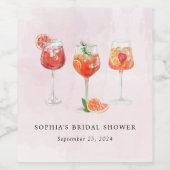 Waterverf Cocktailparty Bruidsfeest Wijn Etiket (Enkel label)