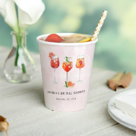 Waterverf Cocktailparty Bruidsuitnodiging Papieren Bekers