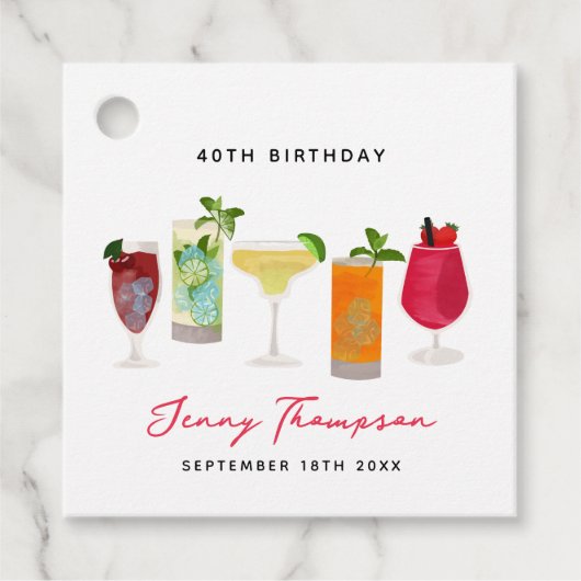 Waterverf cocktailparty Drink verjaardagsfeestje Bedankjes Labels (Voorkant)