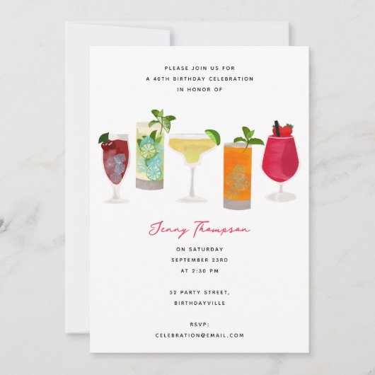 Waterverf cocktailparty Drink verjaardagsfeestje Kaart (Voorkant)
