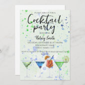 Waterverf cocktailparty kaart (Voorkant / Achterkant)