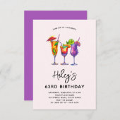 Waterverf Cocktails 63e verjaardagsfeestje Kaart (Voorkant / Achterkant)