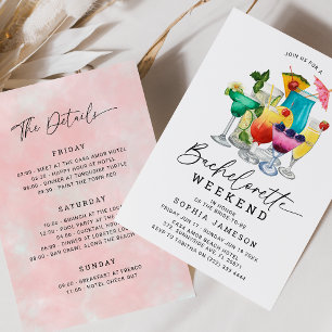 Waterverf Cocktails Bachelorette Weekend Kaart