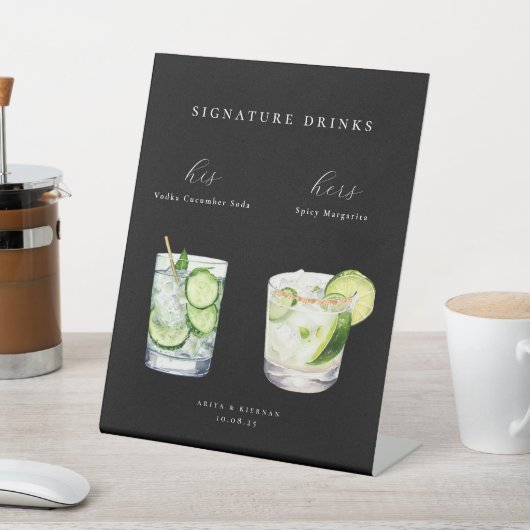 Waterverf Cocktails Bruiloft Handtekening Drinken Reclamebord Met Voetstuk (Insitu)