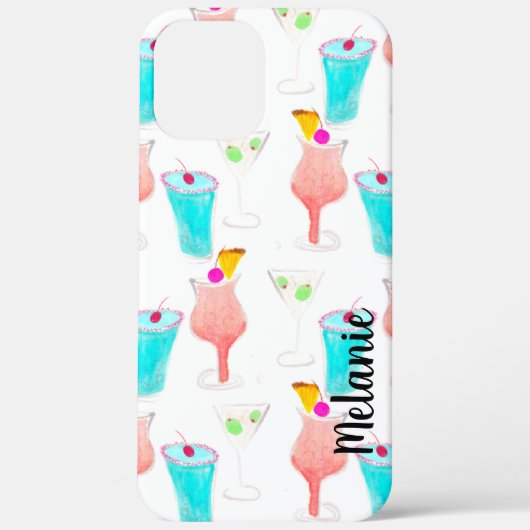 Waterverf Cocktails Dranken Monogram Case-Mate iPhone Case (Achterkant)