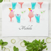 Waterverf Cocktails Drink Patroonnaam Theedoek (Gevouwen)