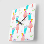 Waterverf Cocktails Drink Pattern Bartender Vierkante Klok (Hoek)