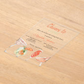 Waterverf cocktails gestreept Vrijgezellenfeest Acryl Uitnodigingen (Laagn)