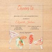 Waterverf cocktails gestreept Vrijgezellenfeest Acryl Uitnodigingen (Voorkant)