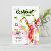 Waterverf Cocktails Invitation Kaart (Staand voorkant)
