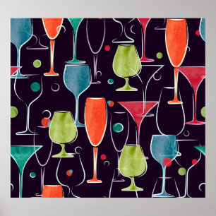 Waterverf cocktails, kleurrijk  motief. poster
