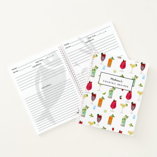 Waterverf cocktails partij Drinken recept Notitieboek (Binnen)