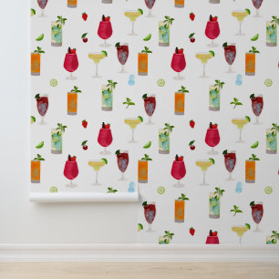 Waterverf cocktails & party Drinken Behang