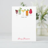 Waterverf Cocktails & Party Drinken Custom Bedankkaart (Staand voorkant)