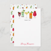 Waterverf Cocktails & Party Drinken Custom Bedankkaart (Voorkant / Achterkant)