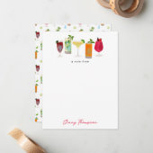 Waterverf Cocktails & Party Drinken Custom Notitiekaartje (Voorkant / Achterkant in situ)