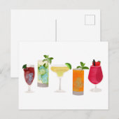 Waterverf cocktails & party Drinken Feestdagenkaart (Voorkant / Achterkant)