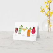 Waterverf cocktails & party Drinken Kaart (Gele Bloem)