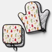 Waterverf cocktails & party Drinken Ovenwant & Pannenlap Set (Voorkant / Achterkant)