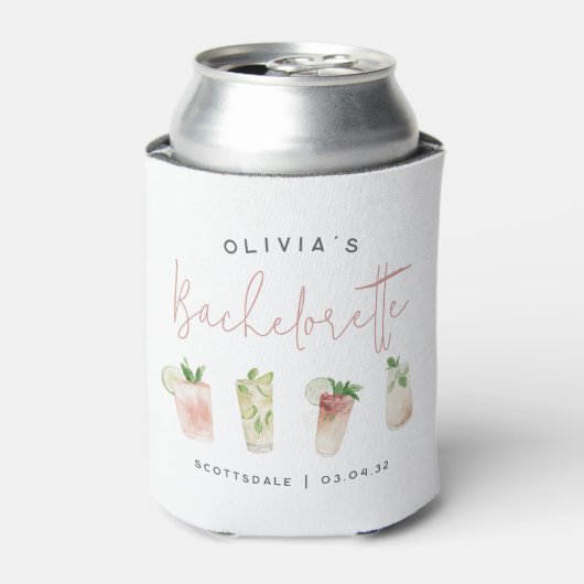 Waterverf Cocktails Persoonlijke Afscheidsfeestje Blikjeskoeler (Blikje Voorkant)